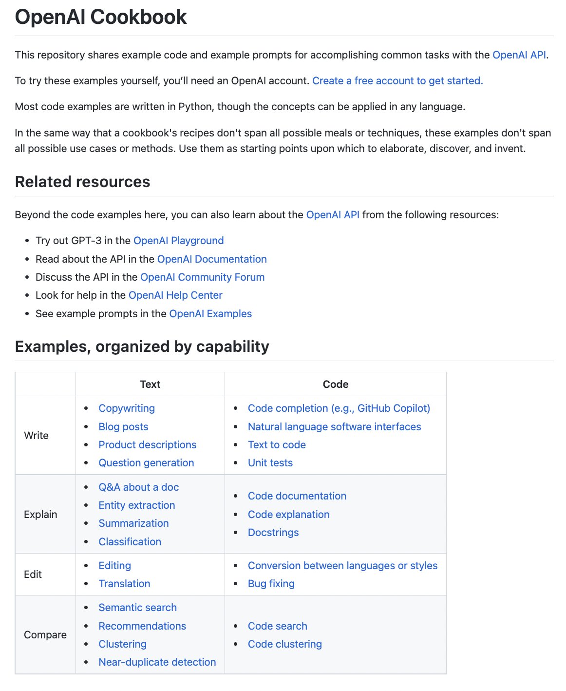 OpenAI Cookbook: New Ways to Use the OpenAI API