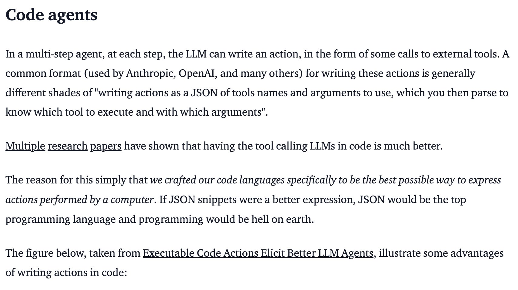 Code as Agentic Actions for LLMs