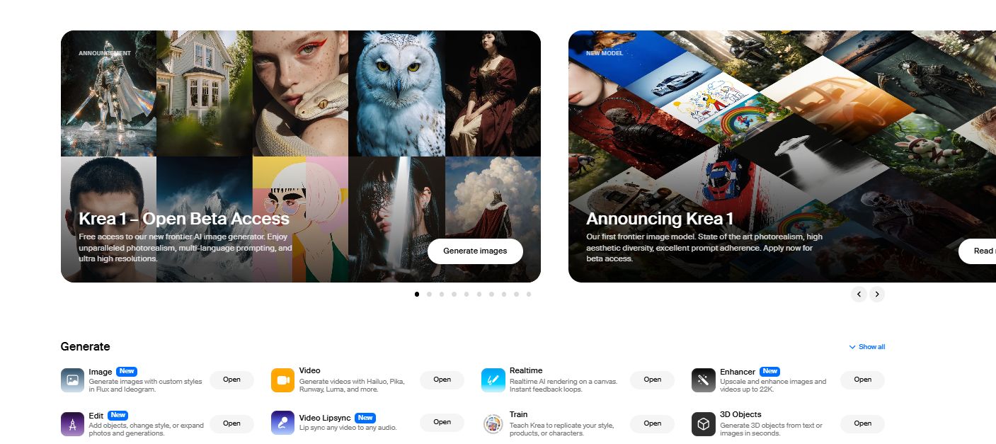 Krea: Photorealistic AI Image and Video Generation Tool