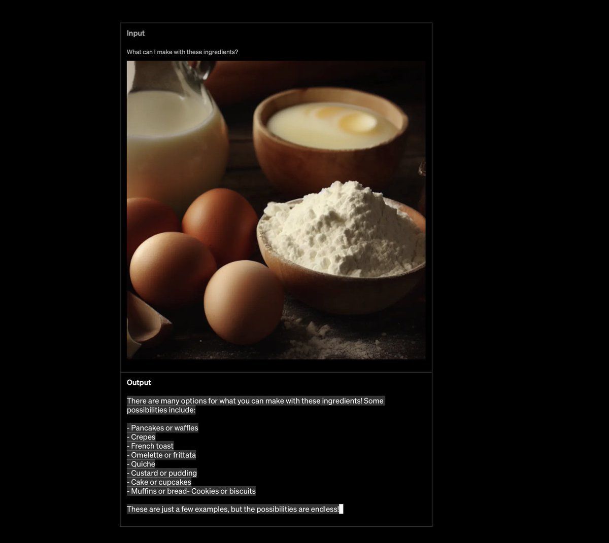 GPT-4 Multimodal Capabilities: Image Input and Recipe Generation