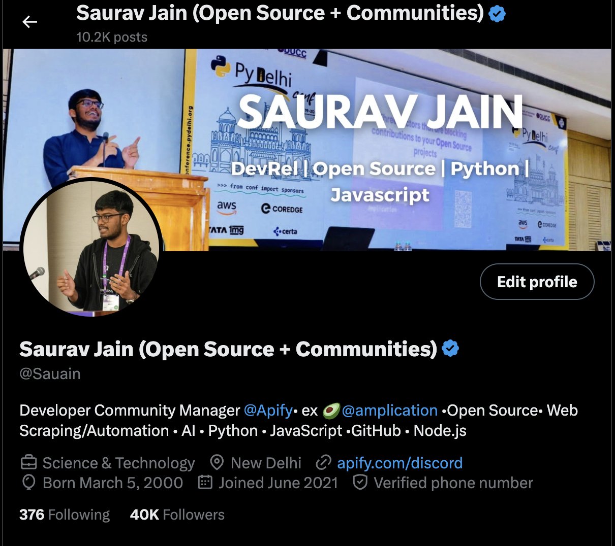 Developer Community Manager Passionate About Python Web Scraping
