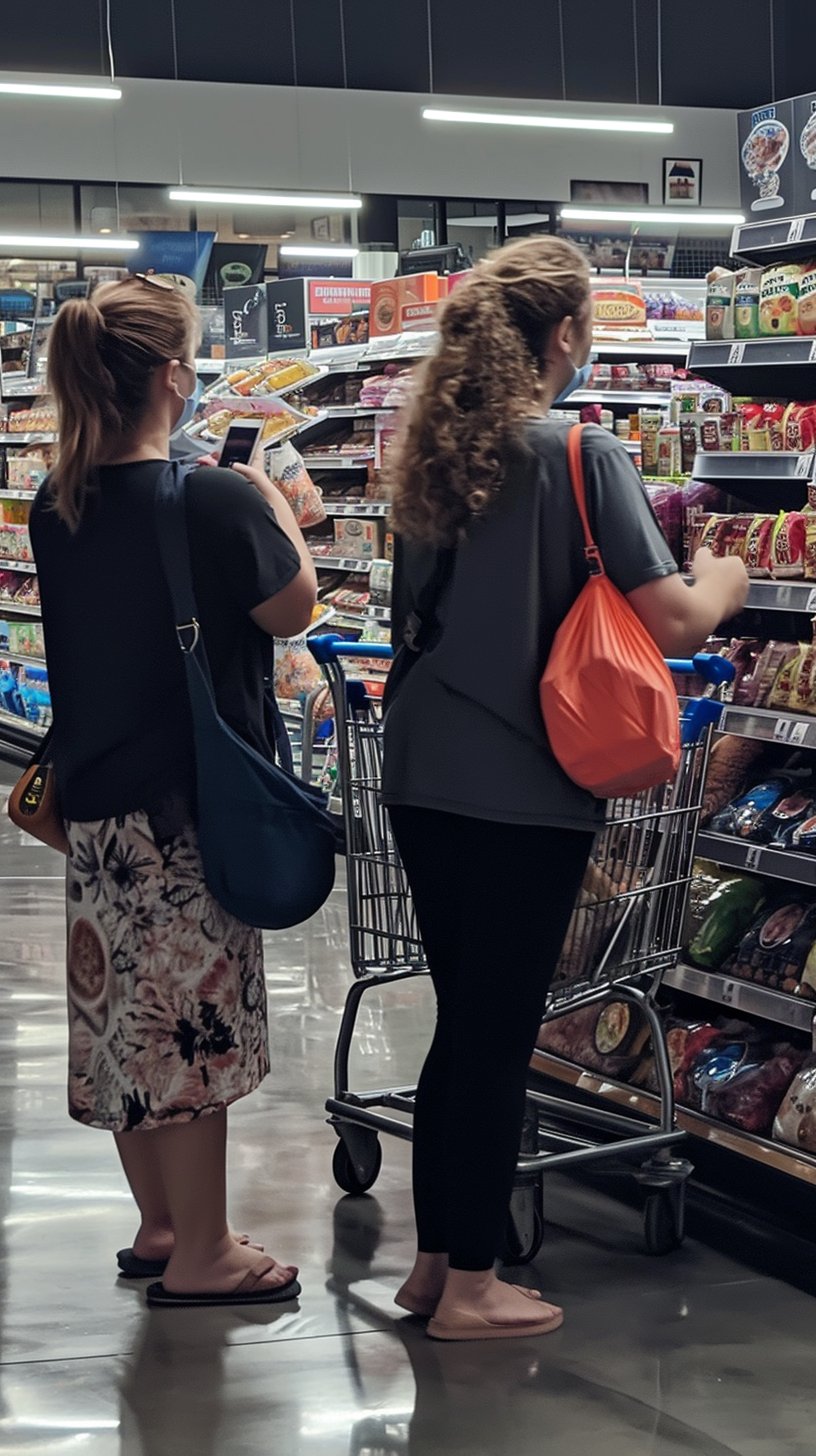Photo of women in a supermarket posted on Reddit in 2019