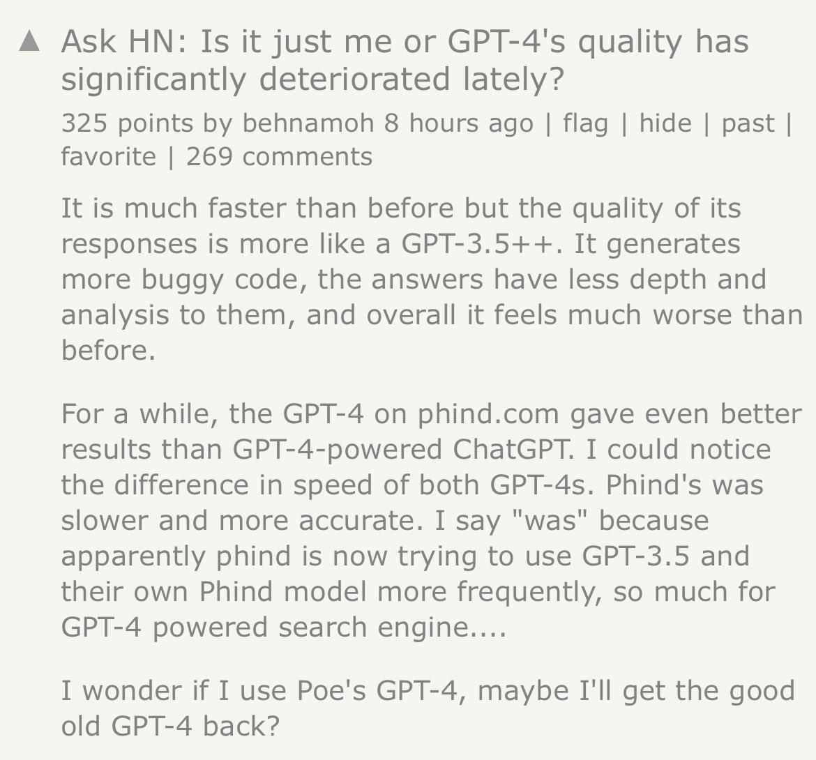 GPT-4 Code Quality Decline Reported by Users