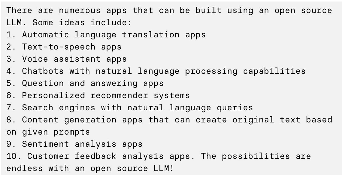 Open Source LLM App Ideas Community Showcase