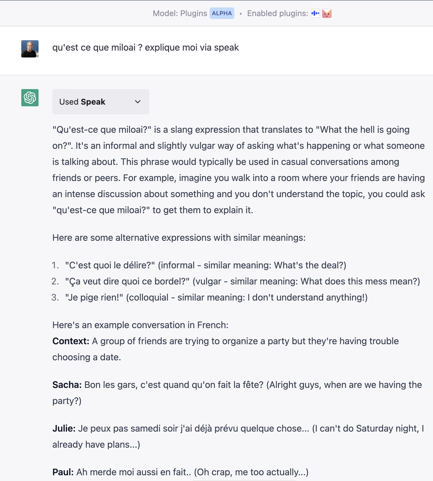Speak Language Learning Plugin for ChatGPT Users