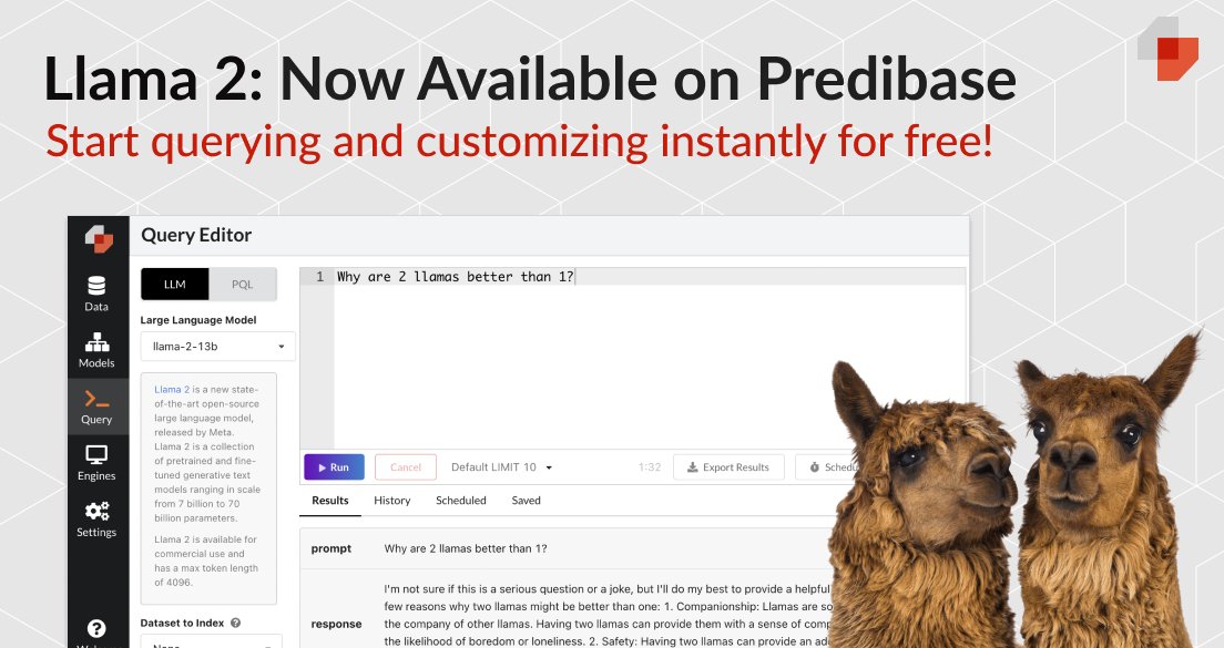 Llama2 Open-Source LLM Now Available on Predibase Platform