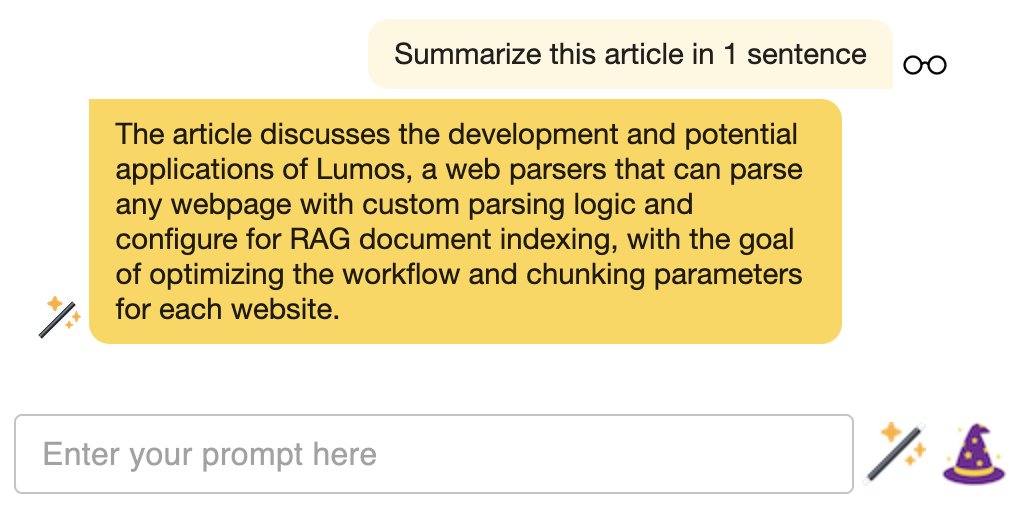 Lumos: RAG LLM Co-pilot for Web Browsing with Local Models