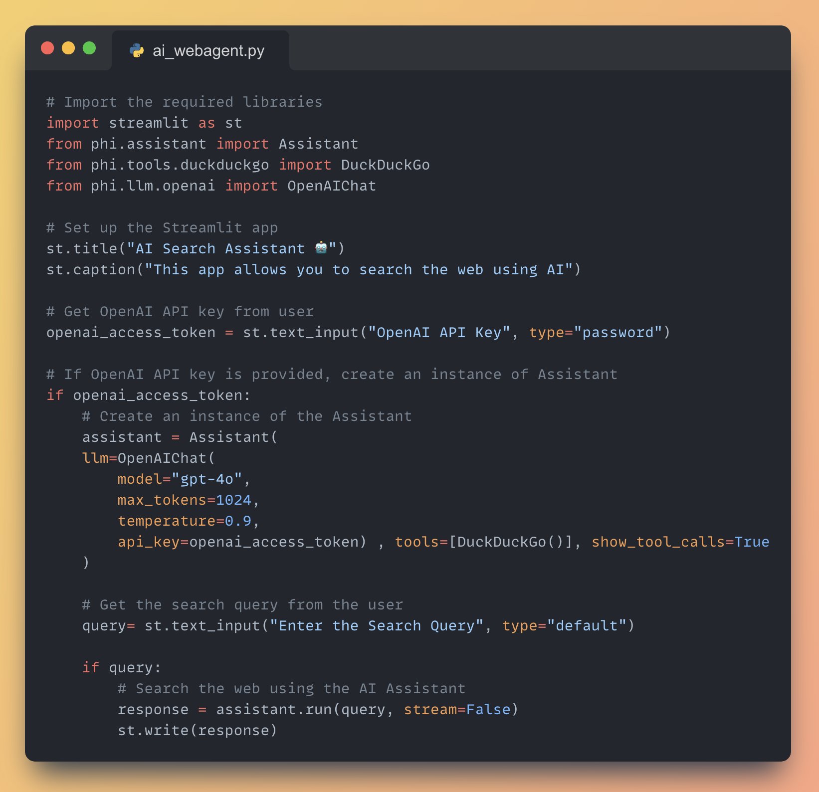 Full Application Code for Generative AI Search Assistant