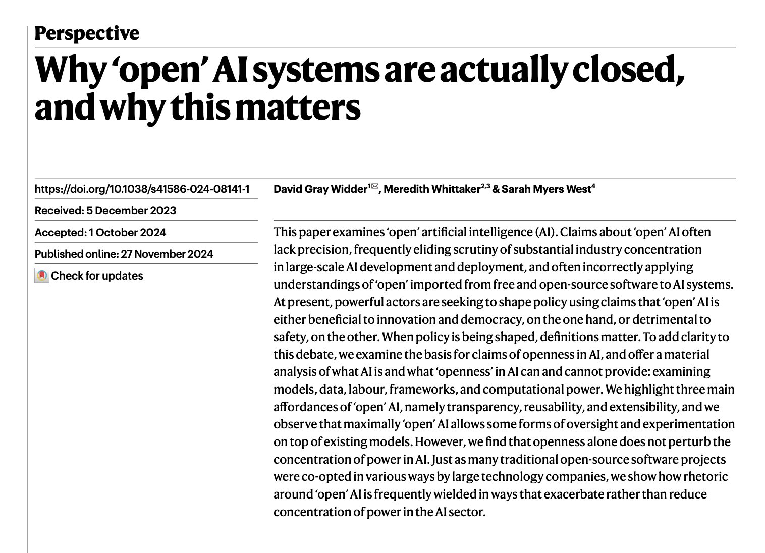Peer Review Delays: Nature Article on OpenAI Model Openness