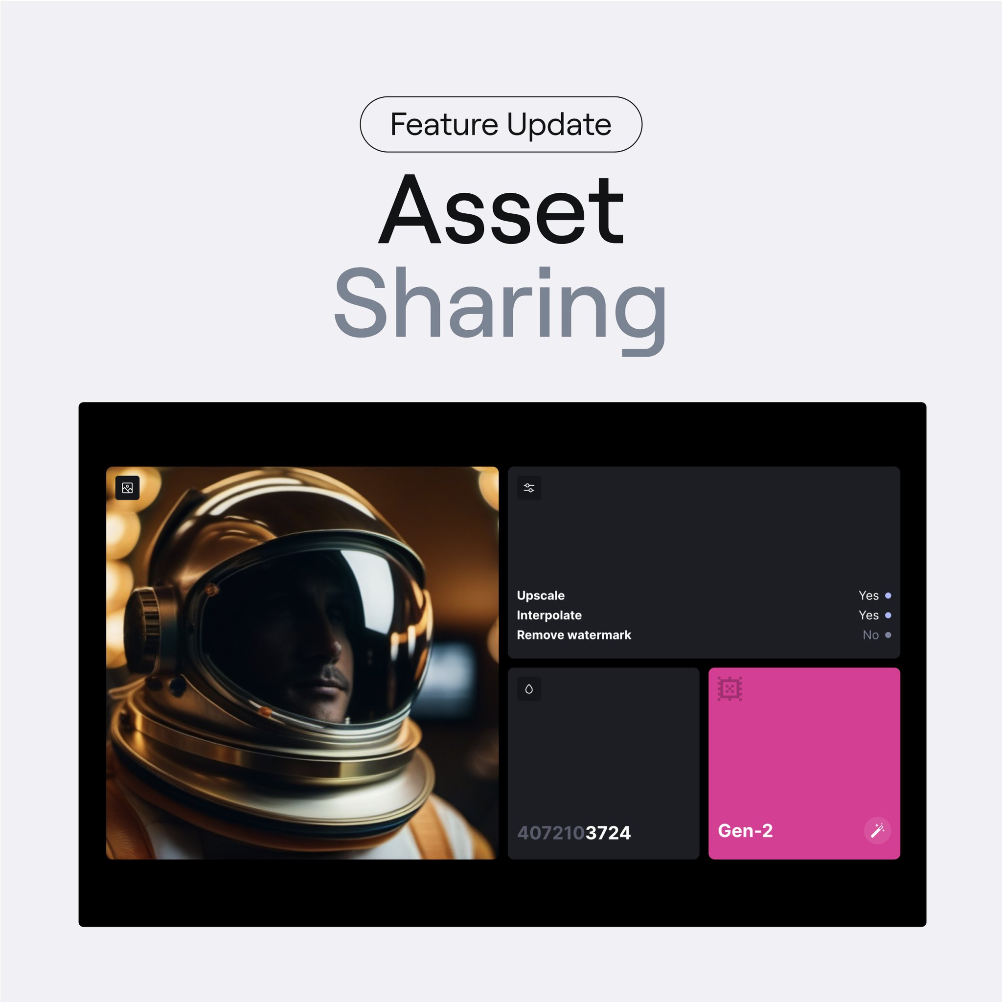 Asset Sharing Feature Enables URL-Based Generation Parameter Sharing