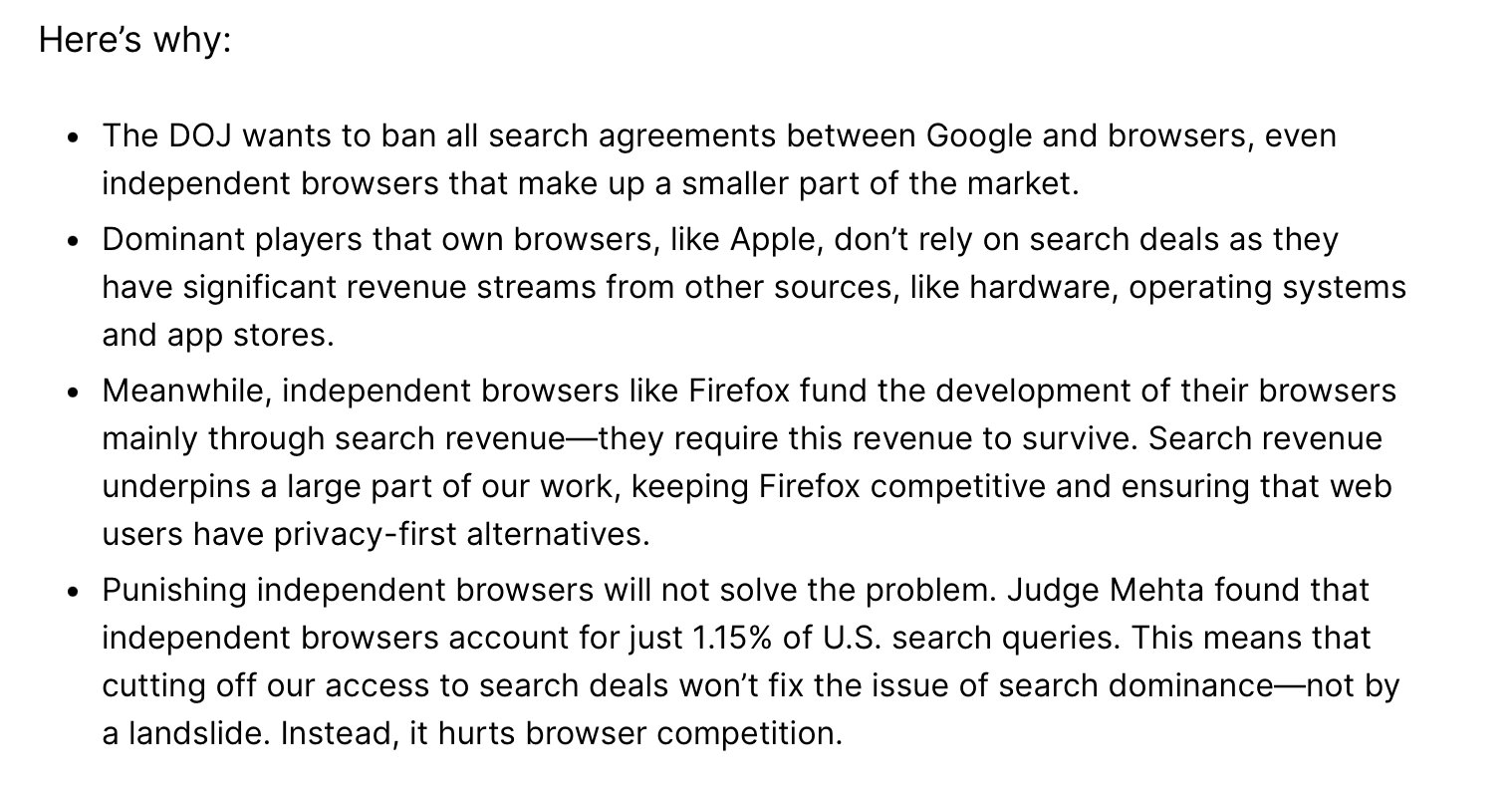 Mozilla Challenges DOJ Remedy in Google Antitrust Case