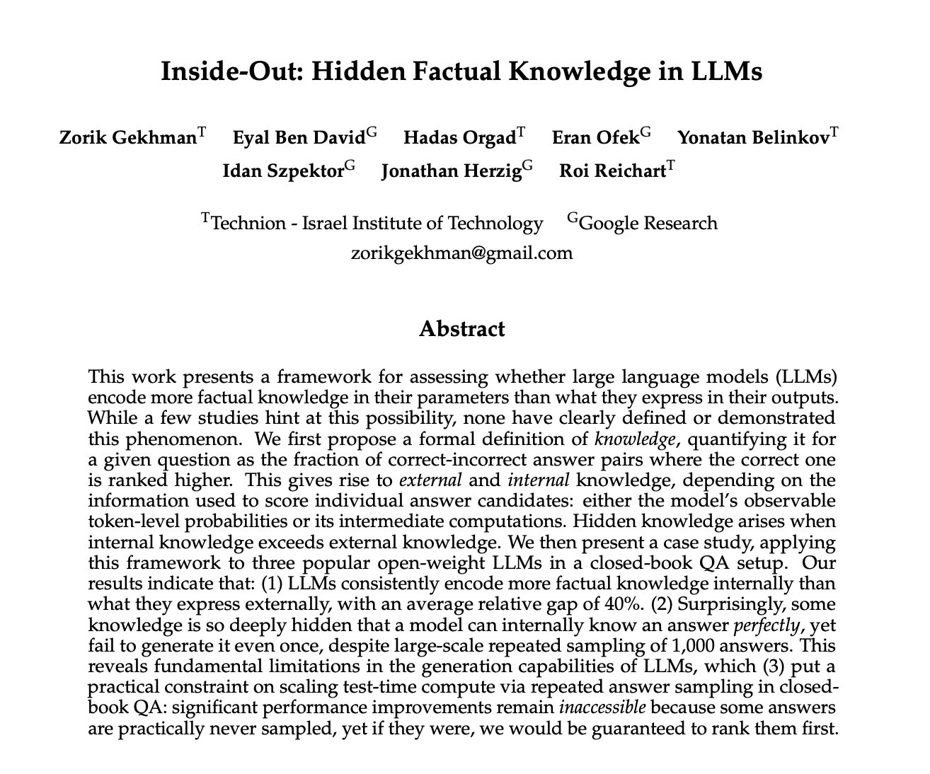 Hidden Factual Knowledge Encoded in Large Language Models