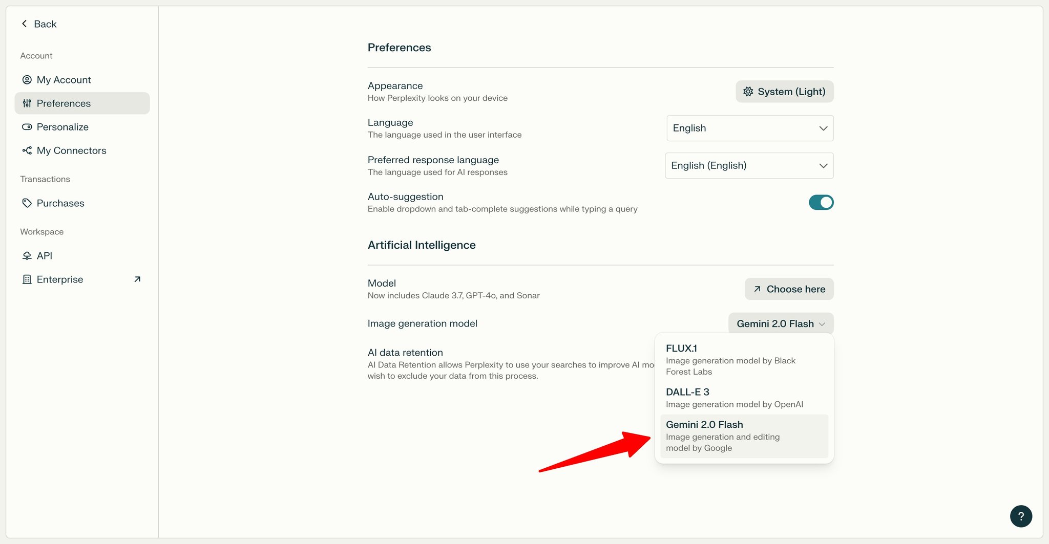 Perplexity adds Gemini 2.0 Flash for native image generation