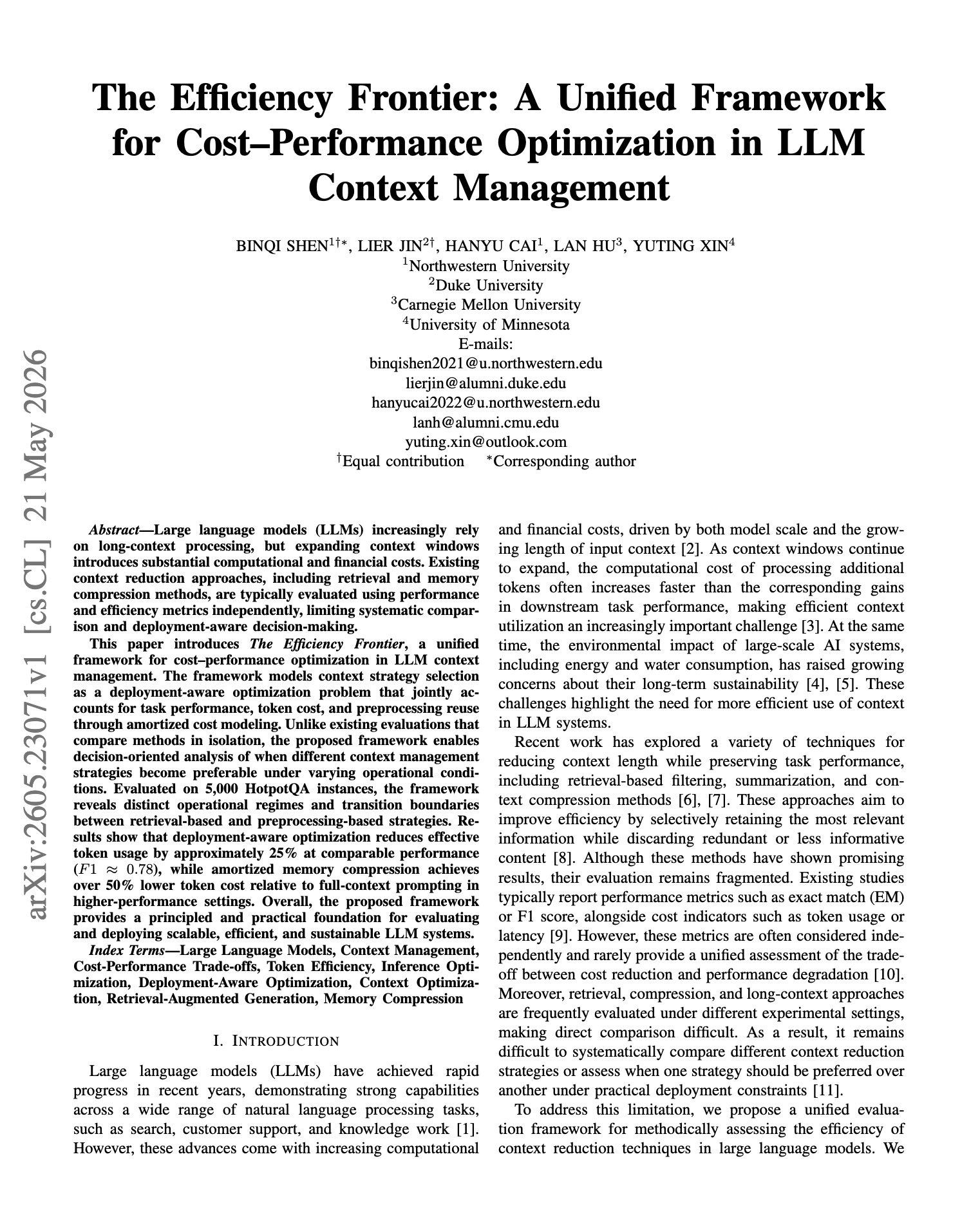 LLM Context Cost Optimization and Efficiency Strategy