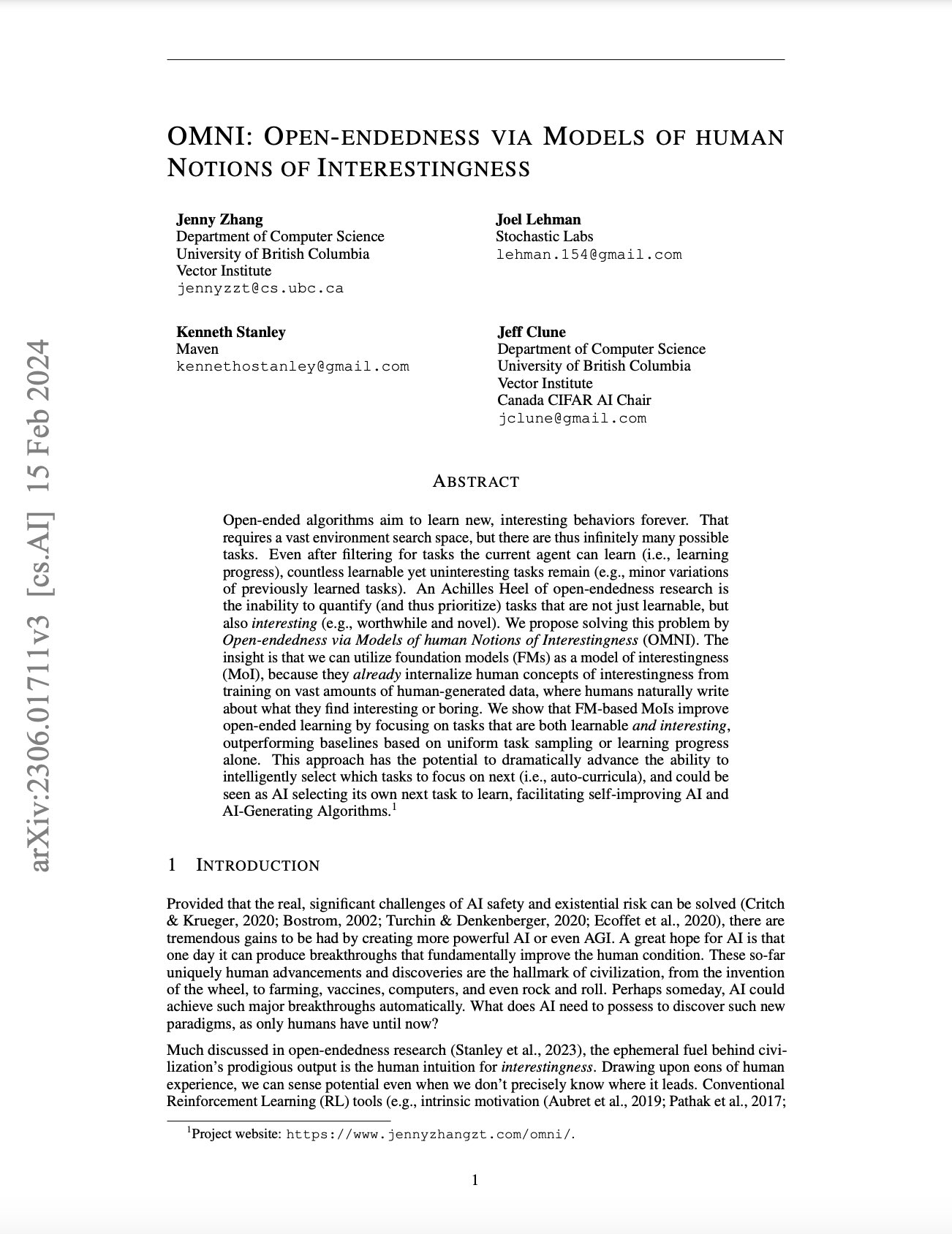 OMNI: Open-endedness Models Human Notions Interestingness