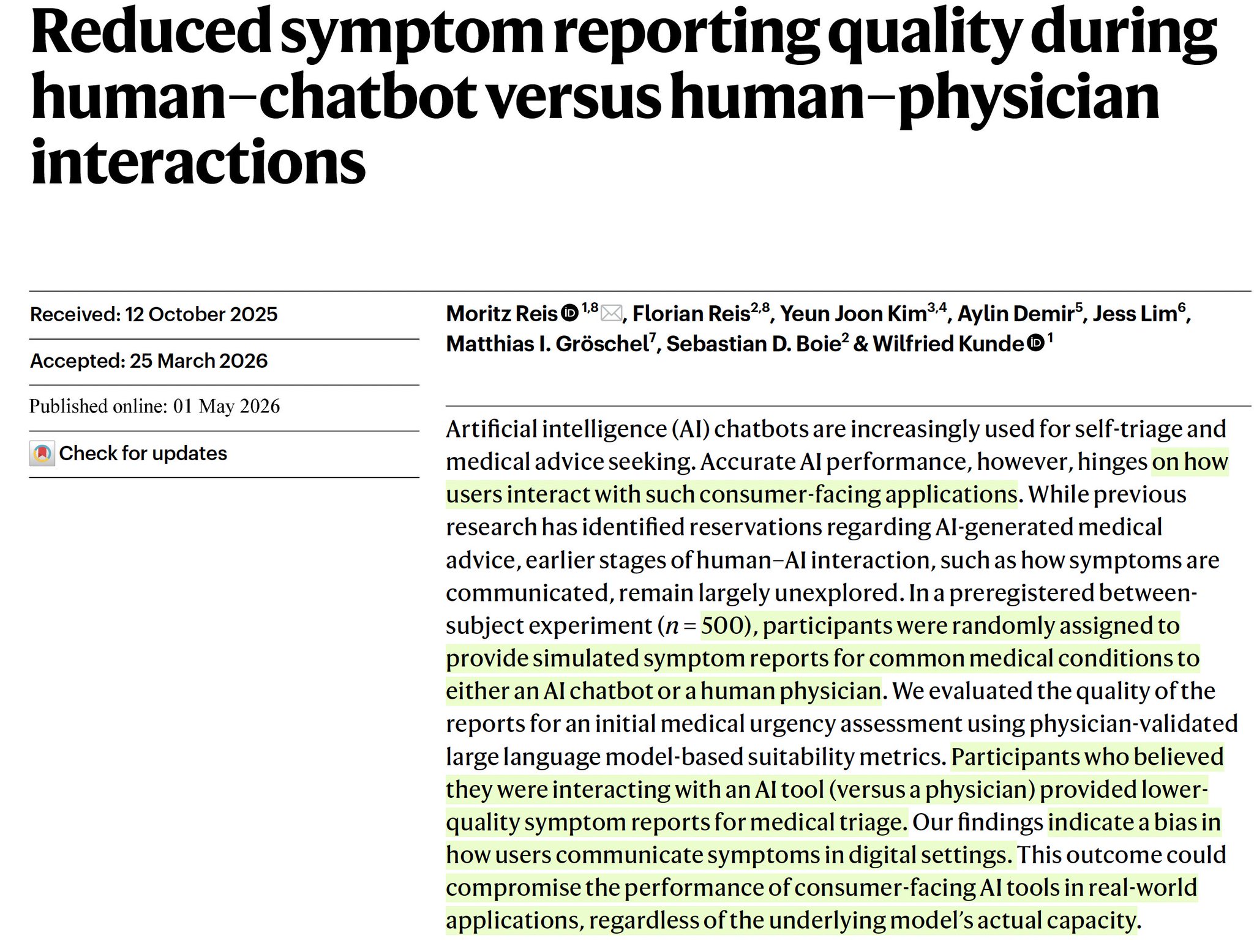 AI Chatbots Yield Lower Quality Symptom Reports Than Physicians