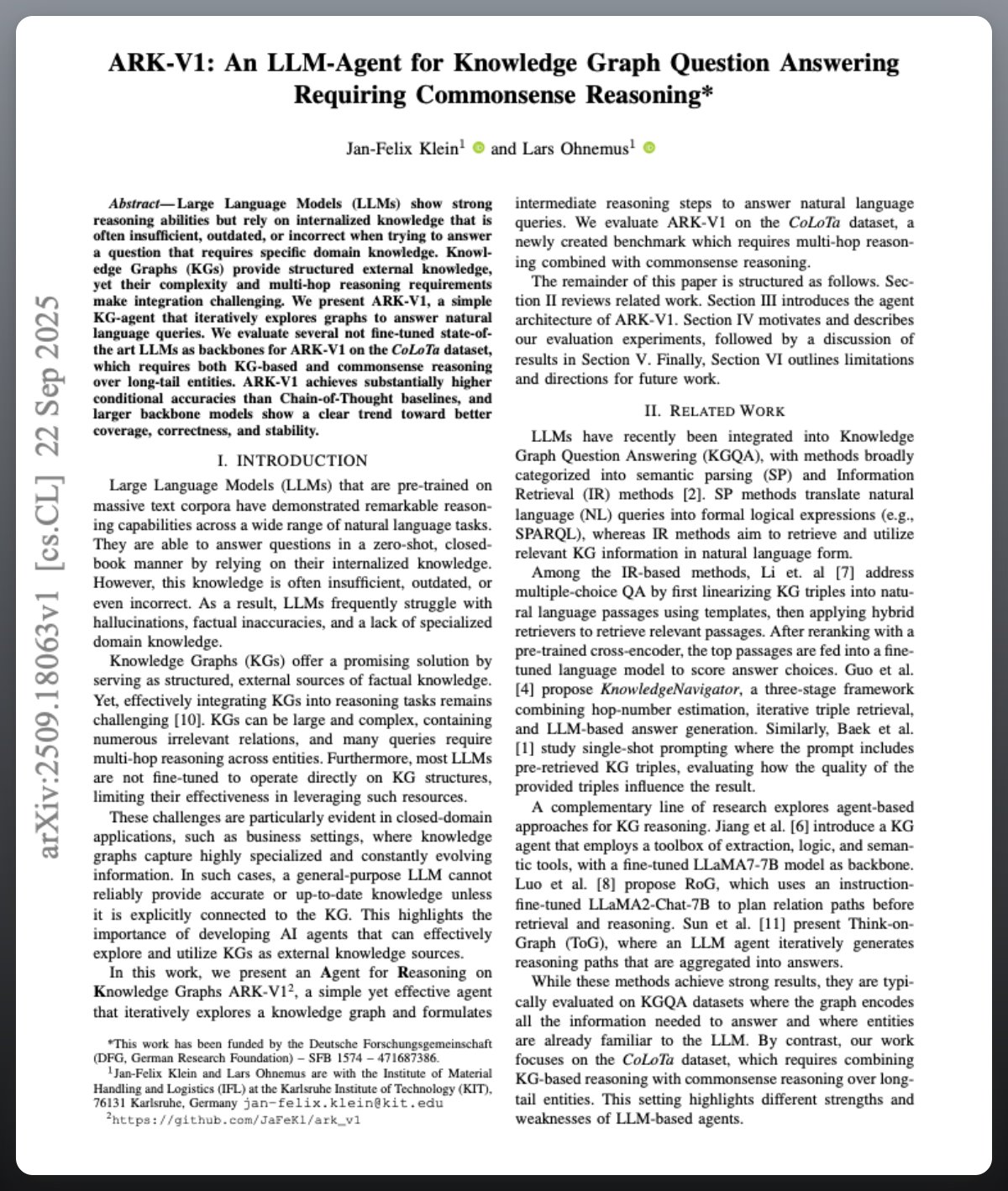 ARK-V1: Lightweight Agent for Knowledge Graph Navigation