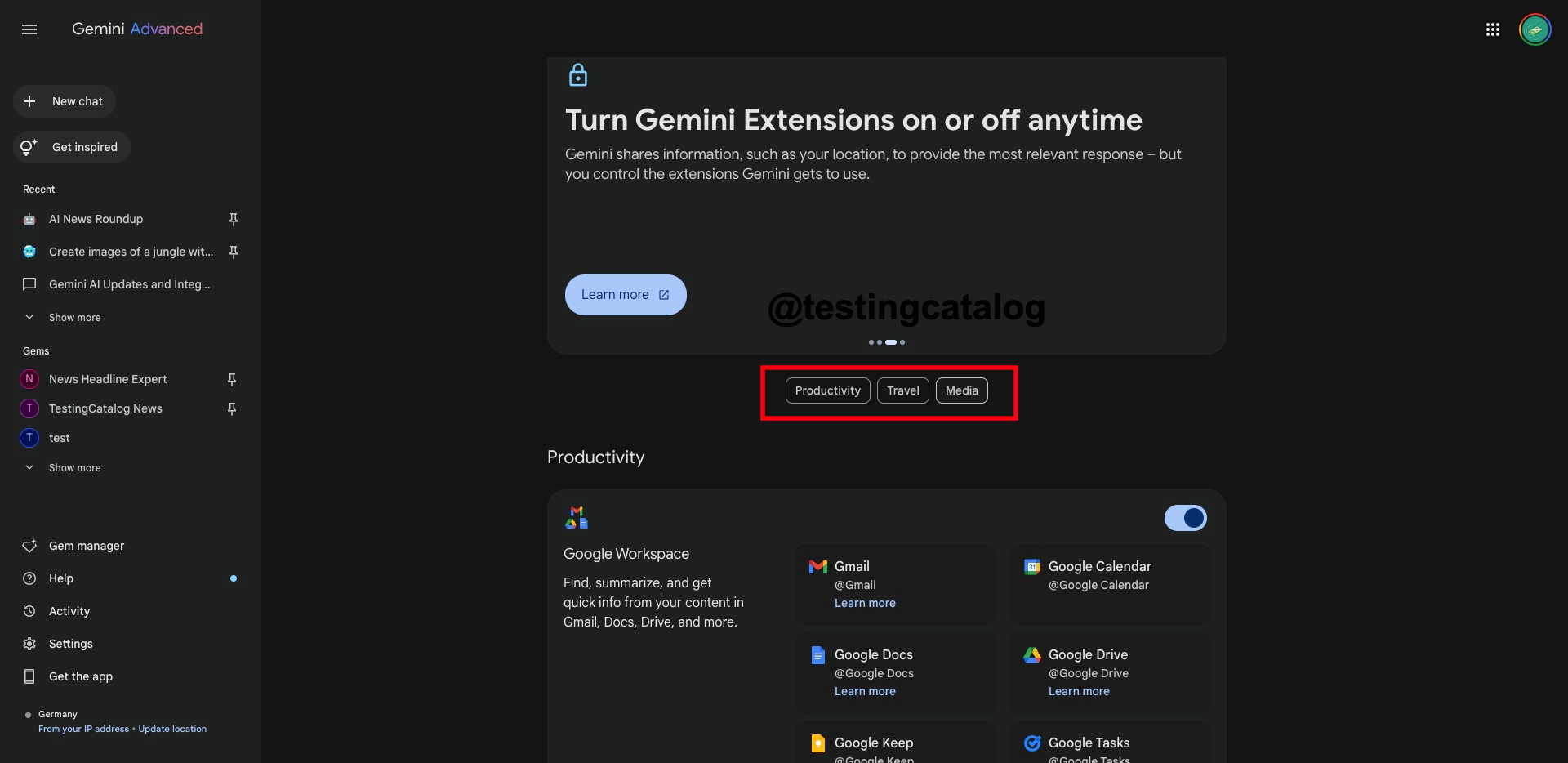Google updates Gemini Extensions interface with new design