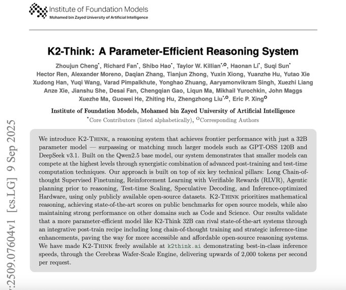 UAE Releases K2-Think: World’s Fastest Open Source Reasoning Model