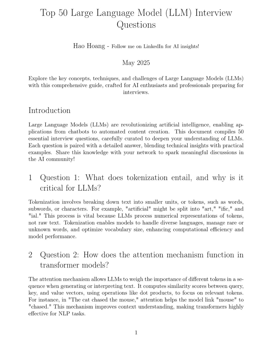 Top 50 LLM Interview Questions: Comprehensive ML Guide