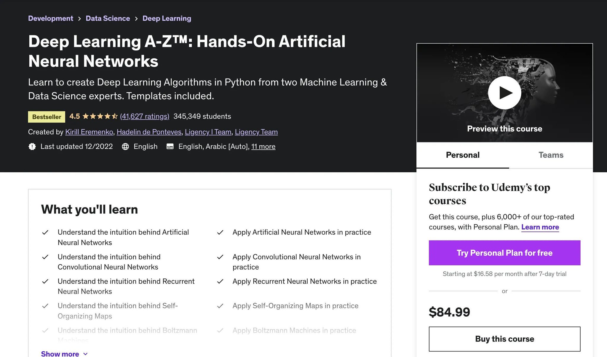 Best Deep Learning Courses with Professional Certificates