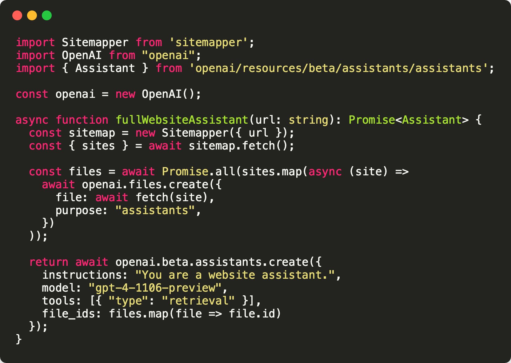 30 lines of code for complete website addition
