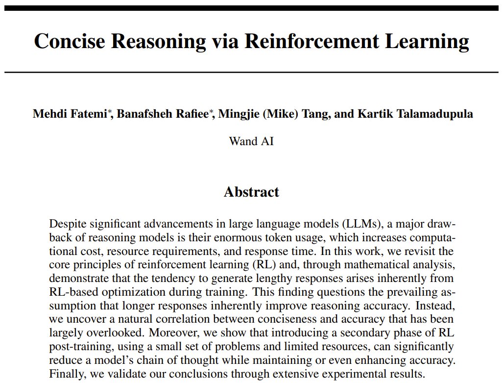 Concise Reasoning via Reinforcement Learning