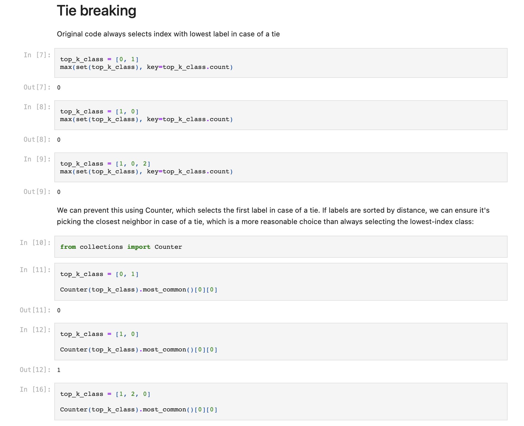 Tie-breaking fix improves nearest neighbor classification accuracy to 71.91%
