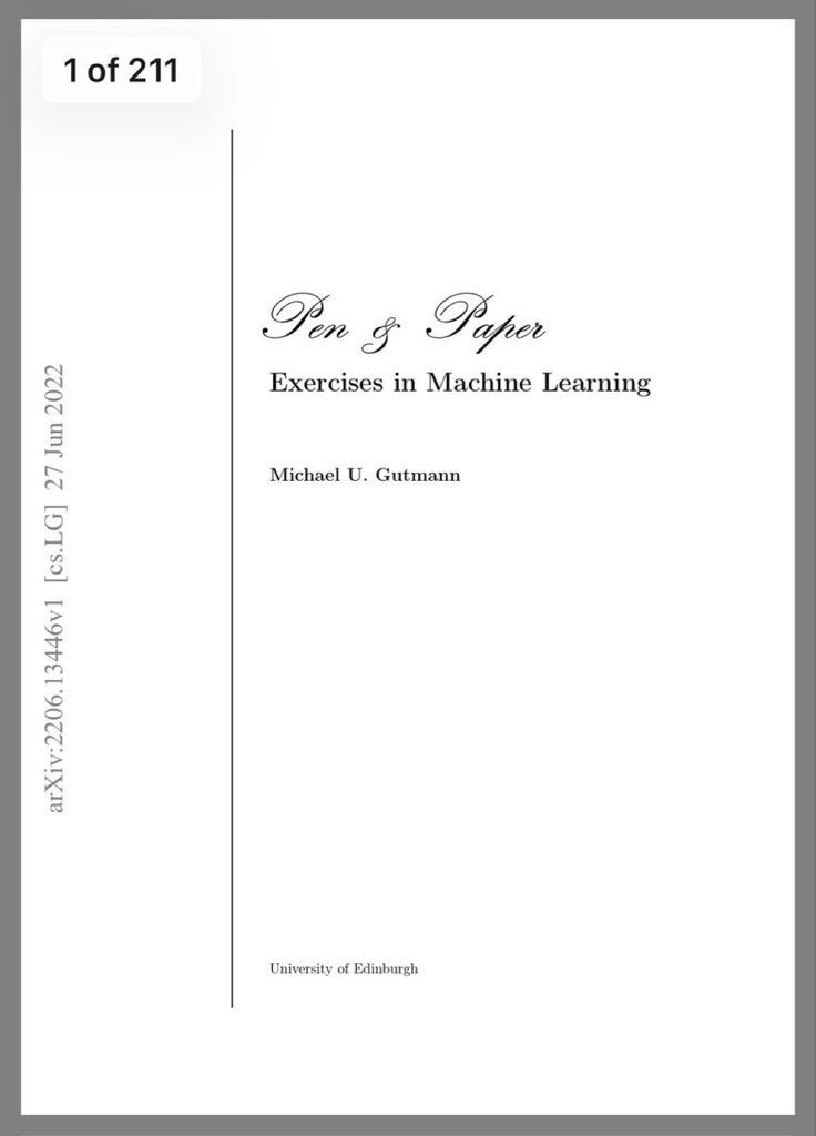 Pen and Paper Exercises in Machine Learning
