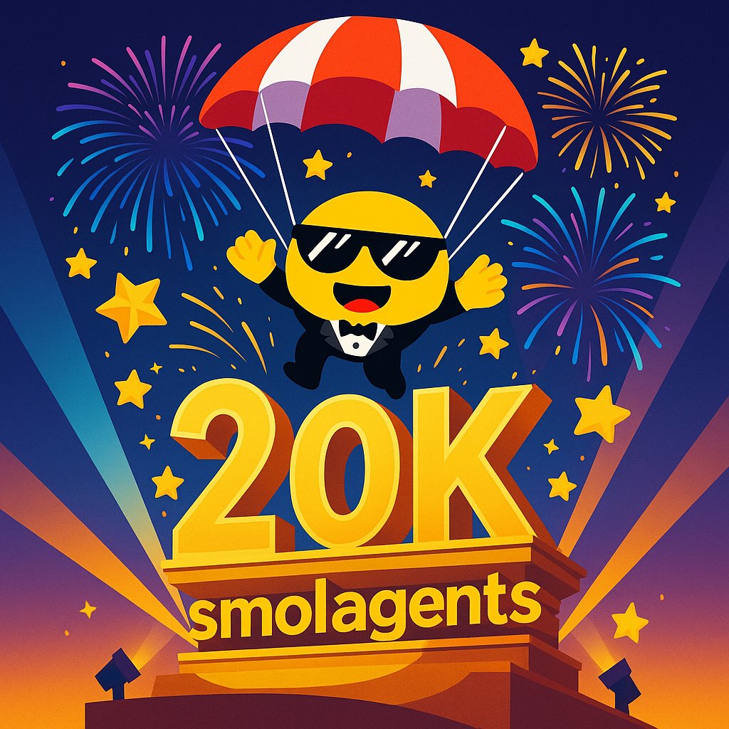 Smolagents surpasses 20k stars on GitHub celebration
