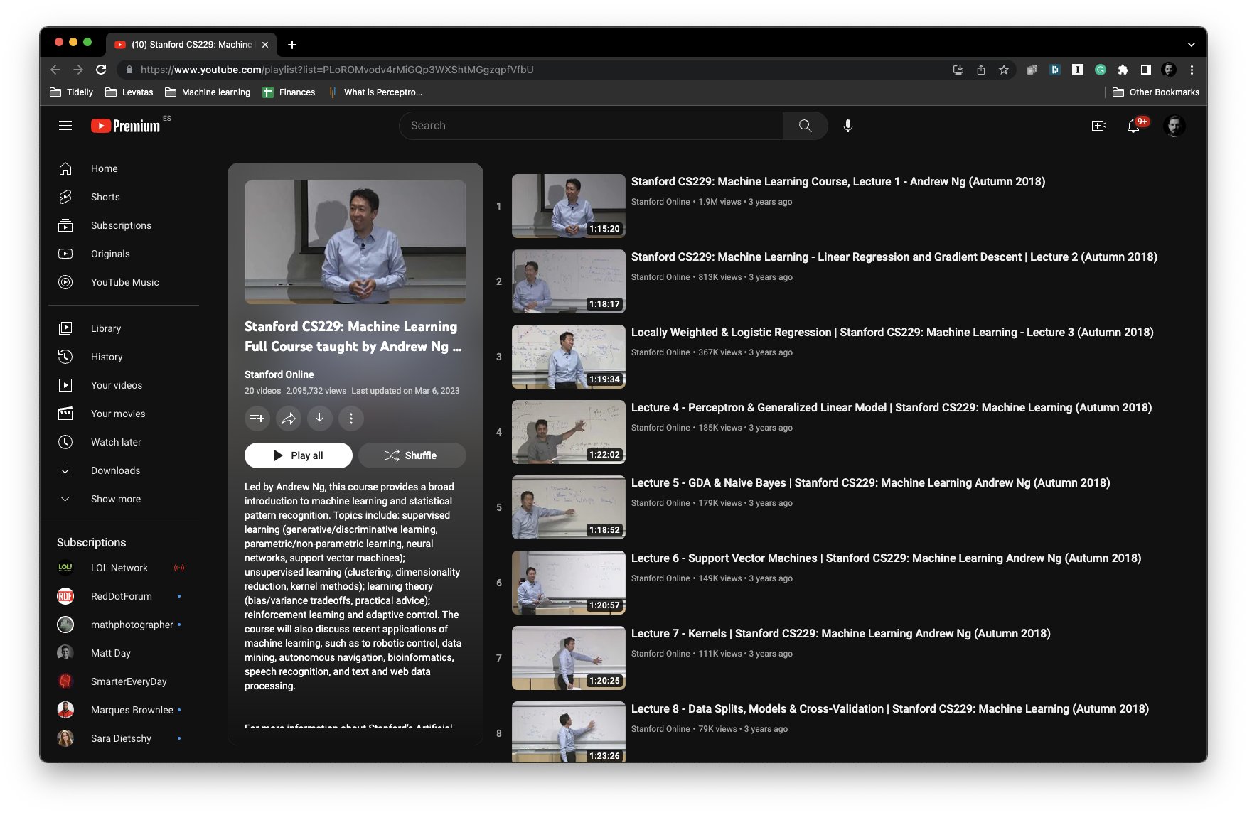 Free Machine Learning Course by Andrew Ng Available on YouTube