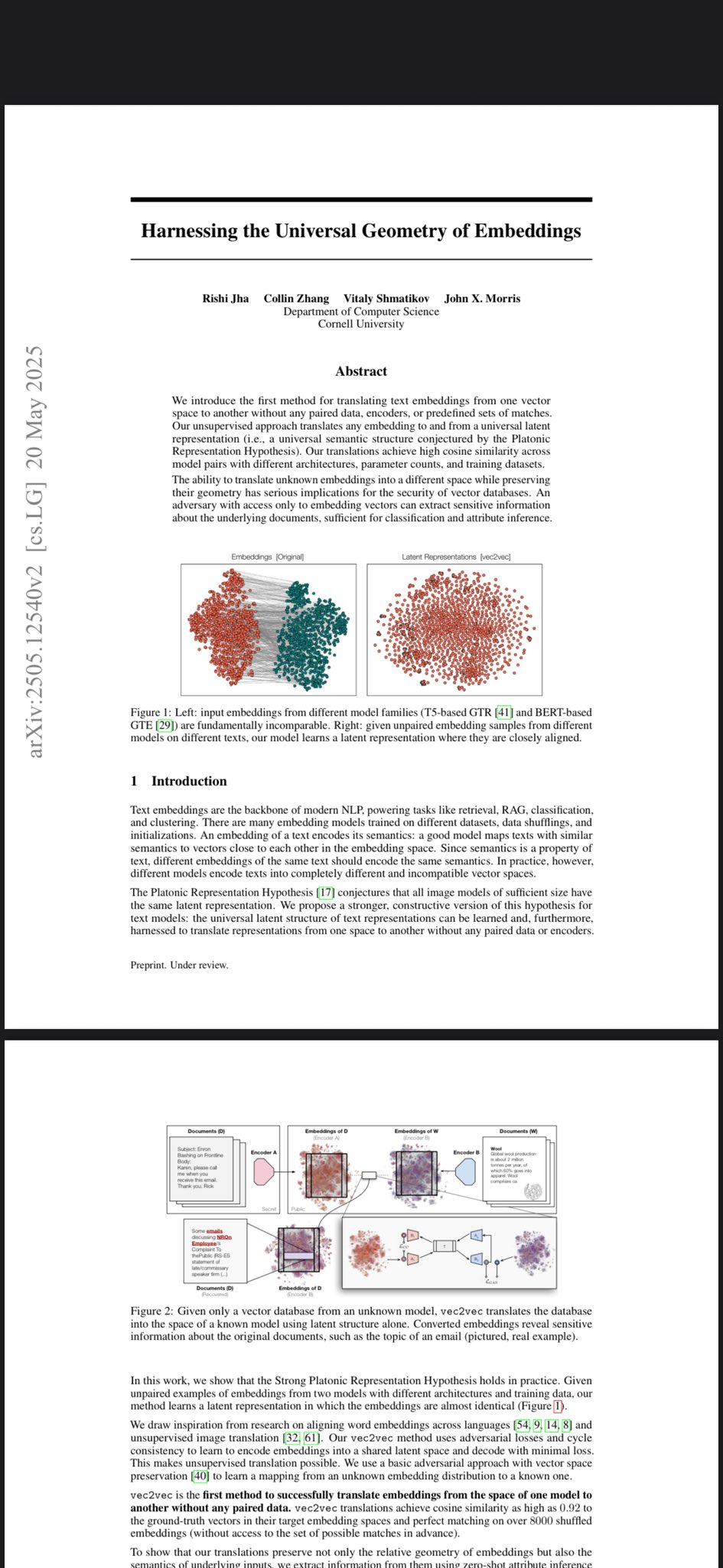 Translating Embeddings Between AI Models Without Text Access