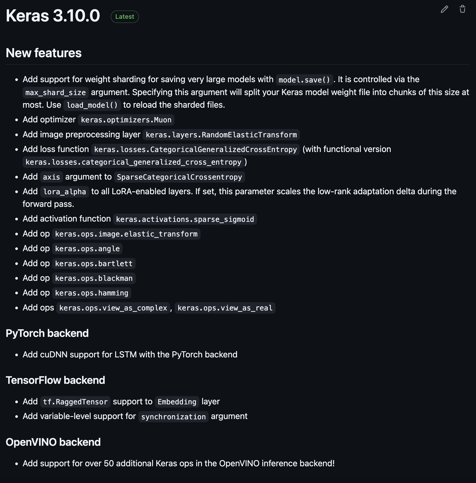 Keras Release: Model Sharding, Muon Optimizers, New Ops
