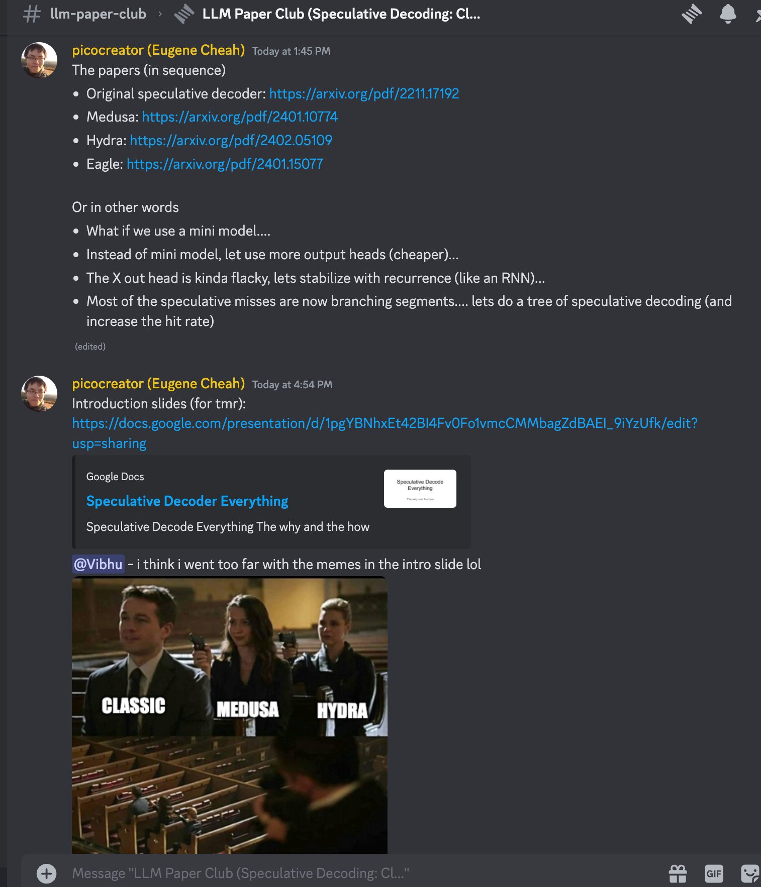 Speculative Decoding State of the Art Paper Club Discussion