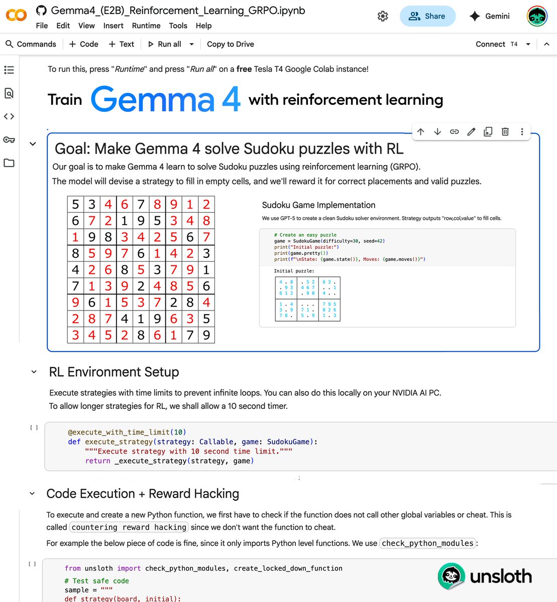 Unsloth Enables GRPO Training for Gemma 4 on Consumer GPUs