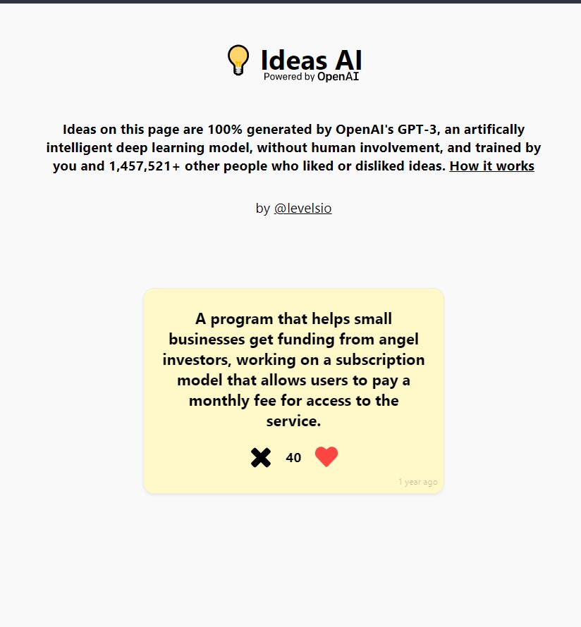 IdeasAI Generates Startup Ideas Using GPT-3 Technology