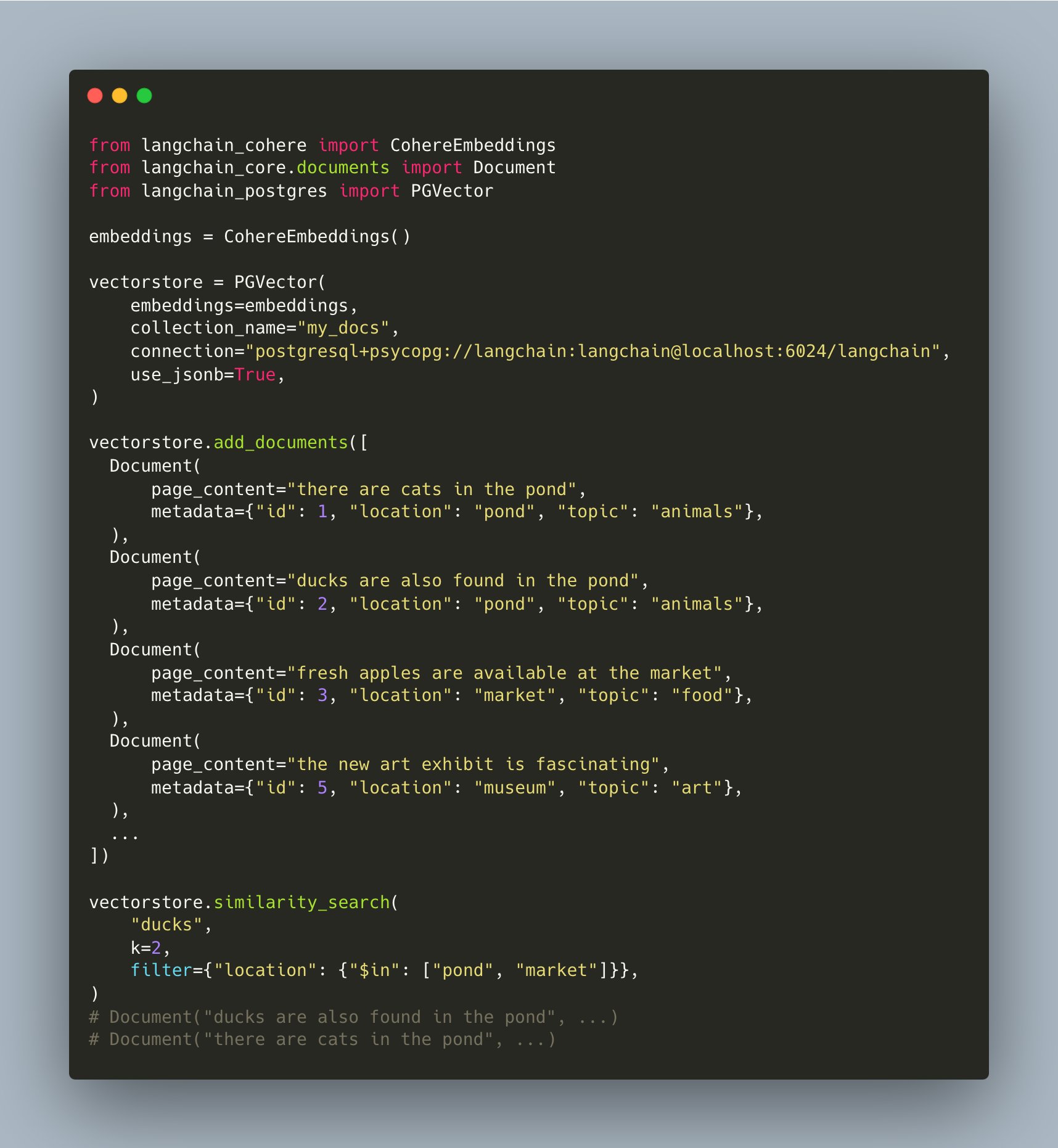 LangChain PostgreSQL Integration: Vectorstore, Chat History, Checkpoints