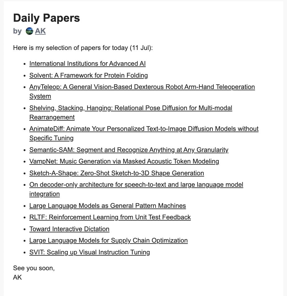 Hugging Face Papers Daily Email Distribution Announcement