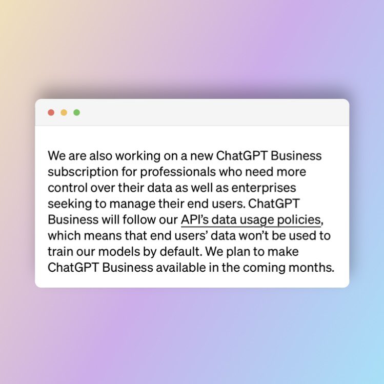 OpenAI Launches ChatGPT Business Subscription for Data Control