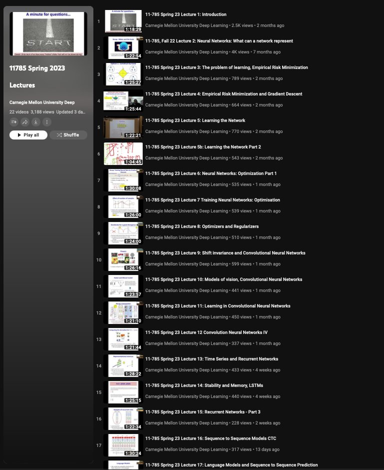 Introduction to Deep Learning Carnegie Mellon Complete Lecture Series