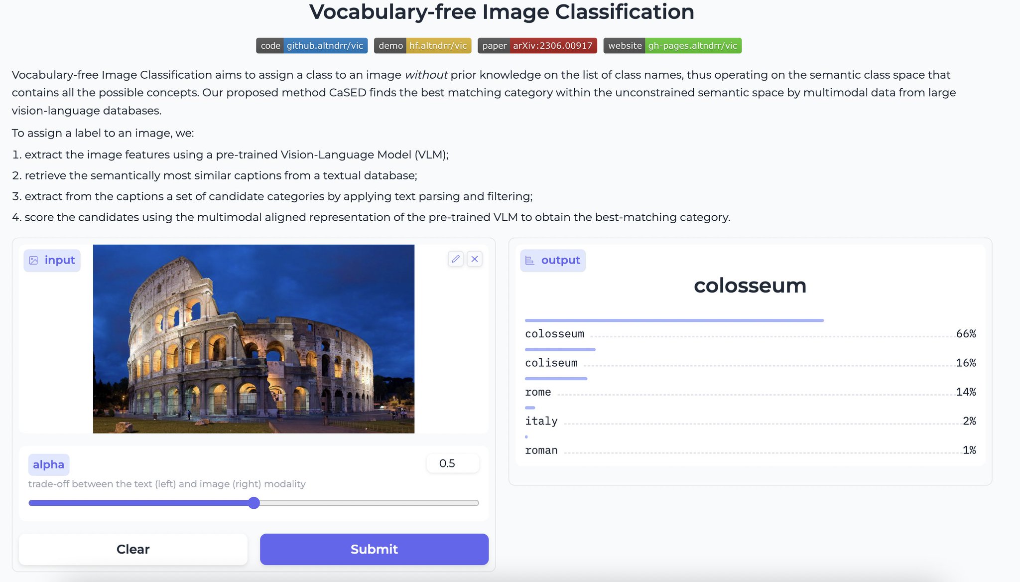 Vocabulary-free Image Classification Using Vision-Language Models