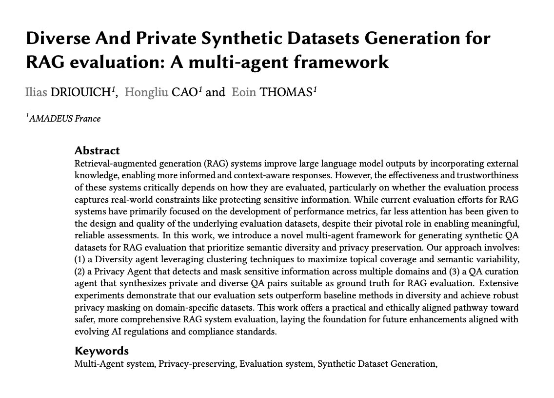 Synthetic Dataset Generation for RAG Systems Multi-Agent Evaluation
