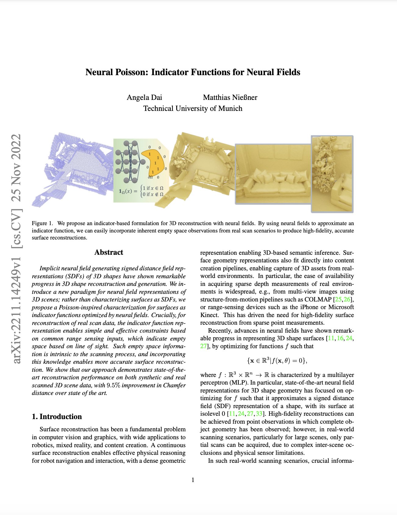 Neural Poisson: Indicator Functions for Neural Fields