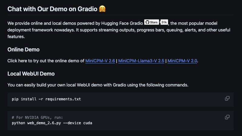 Try Out MiniCPM-V Gradio Demo on GitHub