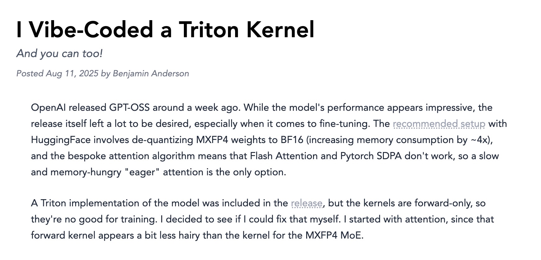 Developer Creates Triton Kernel After OpenAI Frustration
