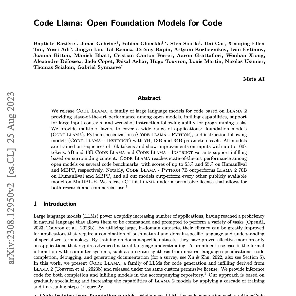 Meta Publishes Code Llama Research Paper on AI Foundation Models