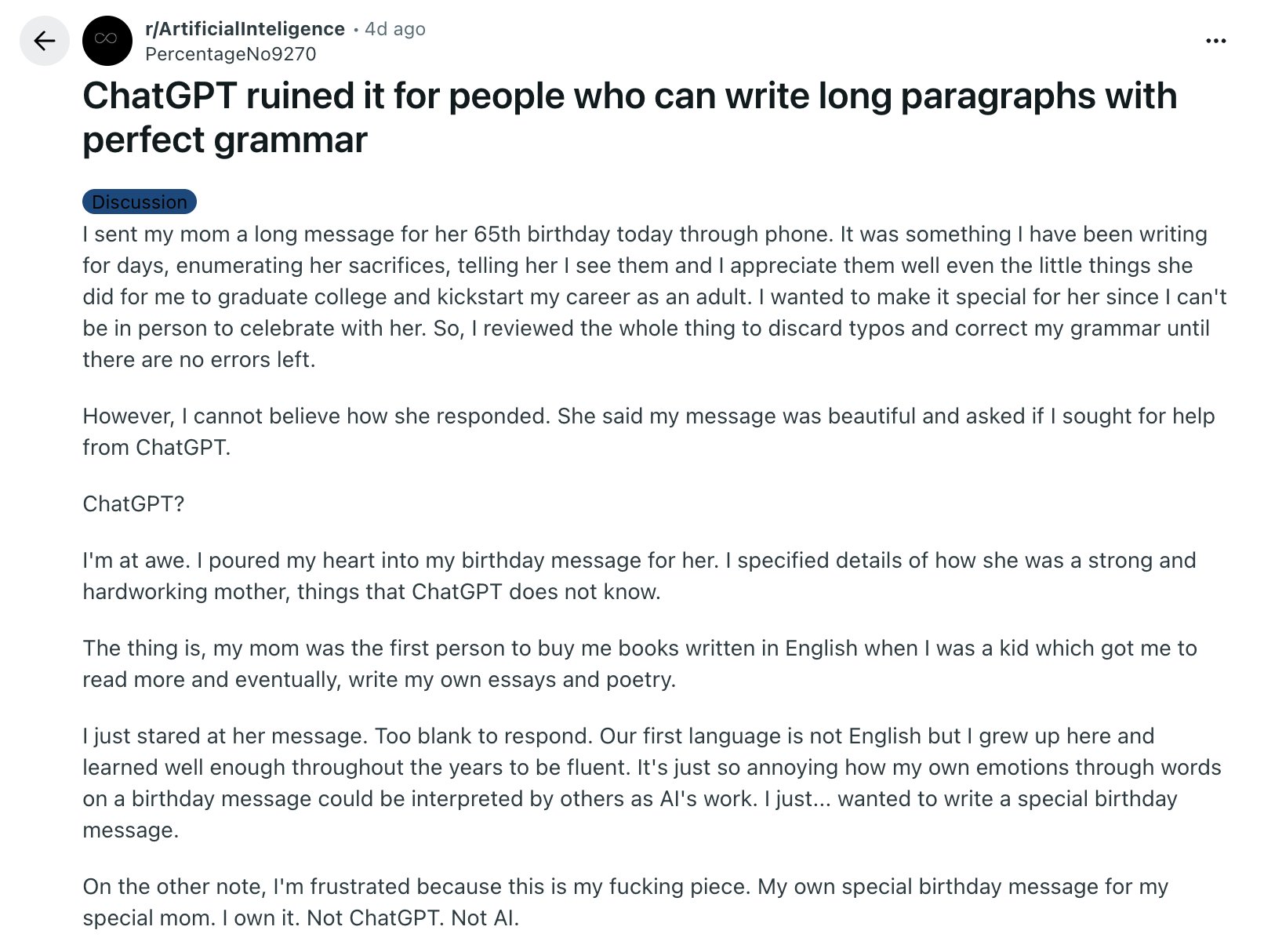 ChatGPT devalues skilled writers with perfect grammar