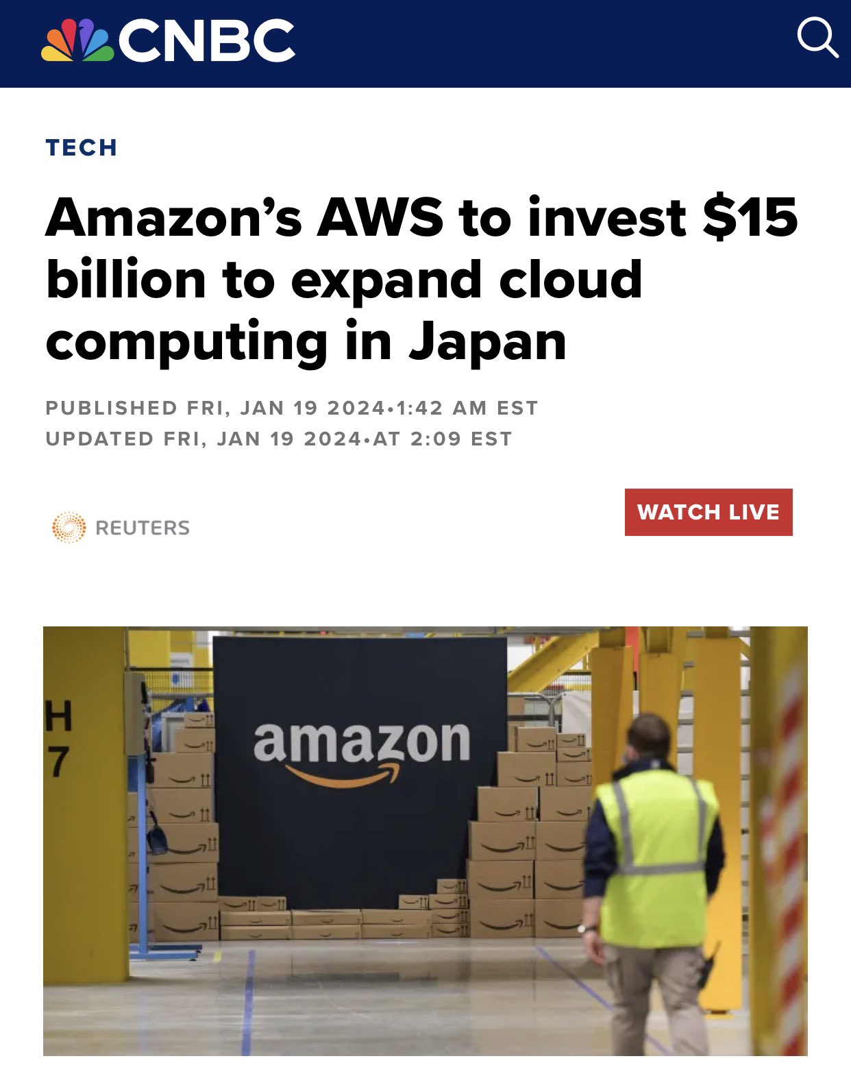 AWS invests $15 billion to expand cloud computing in Japan