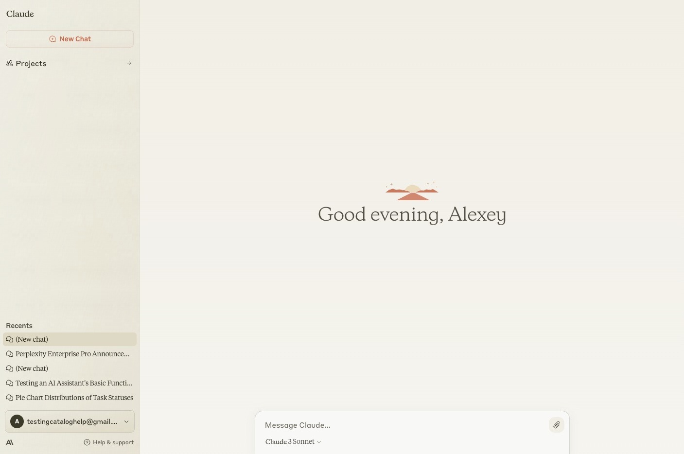 New design of Claude AI with sidebar