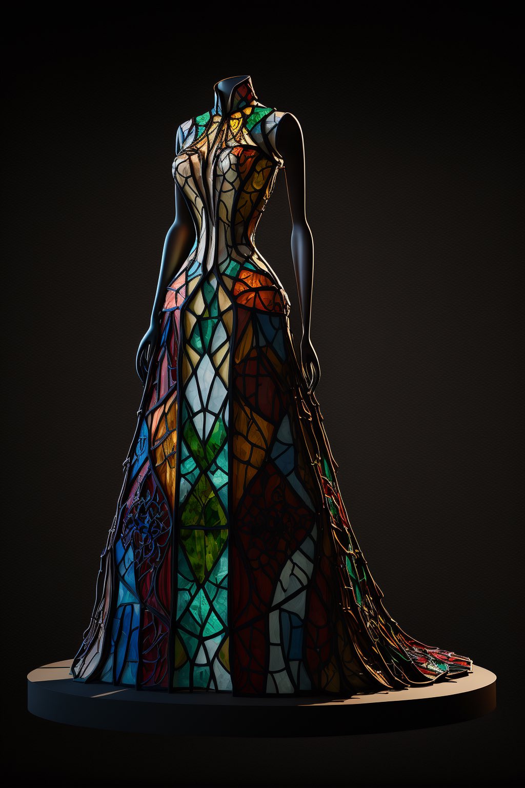 Stained Glass Couture Gown Generated with Midjourney AI